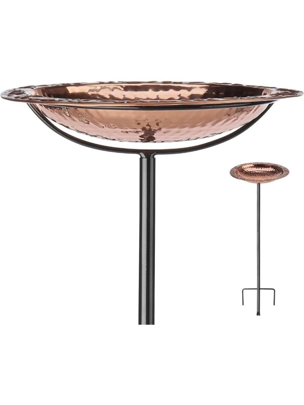 Elegant Polished Copper Bird Bath on Garden Pole - 13” Outdoor Decor